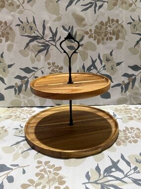 Two-Tier Wooden serving tray- Darker wood